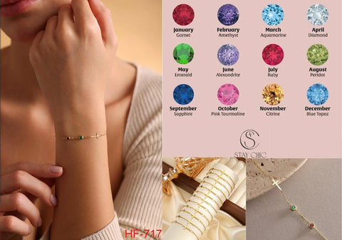 Birthstone Cross Bracelet